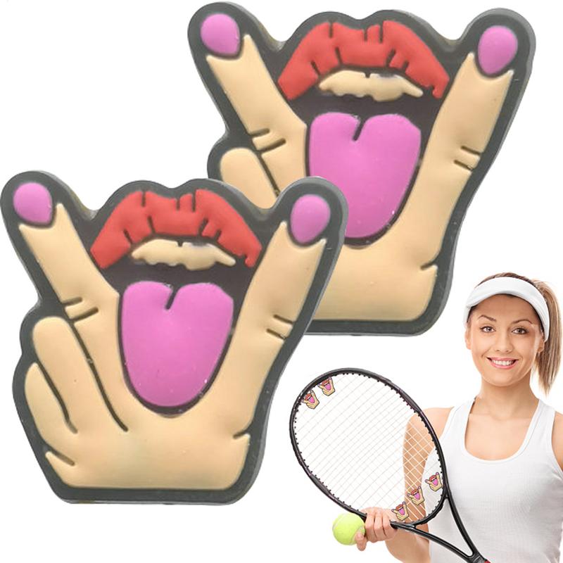 Racket Vibration Dampener - 漫画テニスラケットショックアブソーバー、防振ダンパー、ソフトシリコン、ラケット関節保護用スポーツアクセサリー、2個