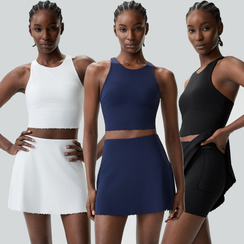 Badminton Outfit - ジム服女性用テニスウェアセットプラスサイズ弾性スポーツフィットネスウェアツーピースセット速乾性バドミントンスポーツウェア