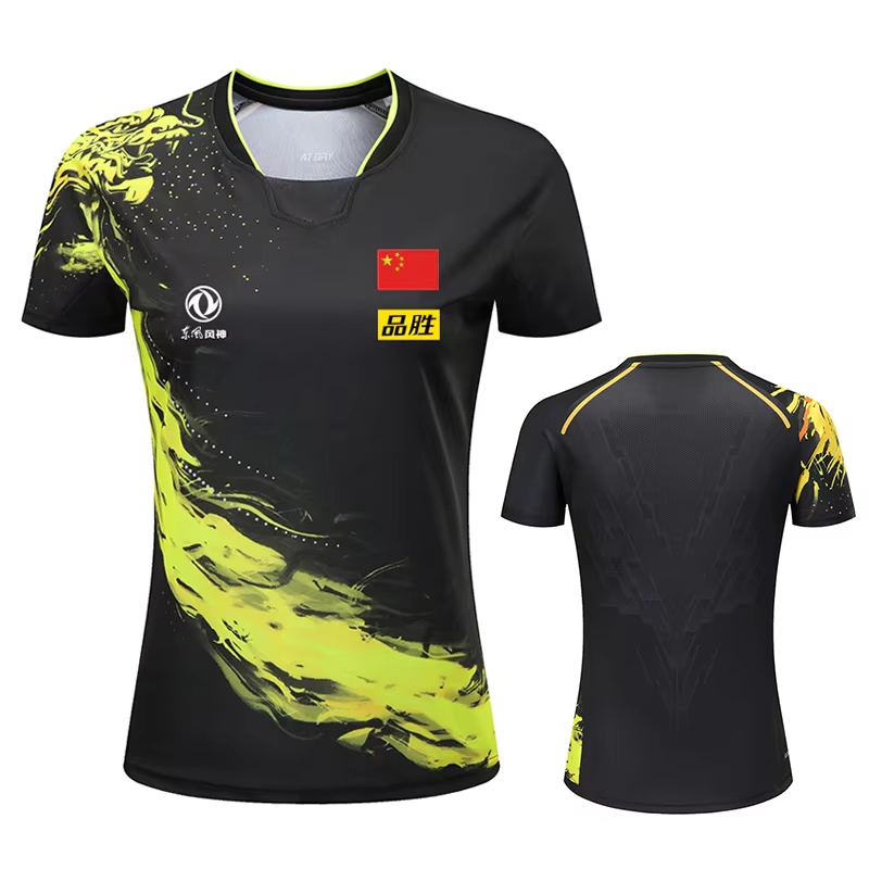 Badminton Outfit - 男性と女性のためのドラゴンプリント卓球Tシャツ,ファッションバドミントンスポーツTシャツ,ピンポンジャージ,フィットネスシャツ,中国