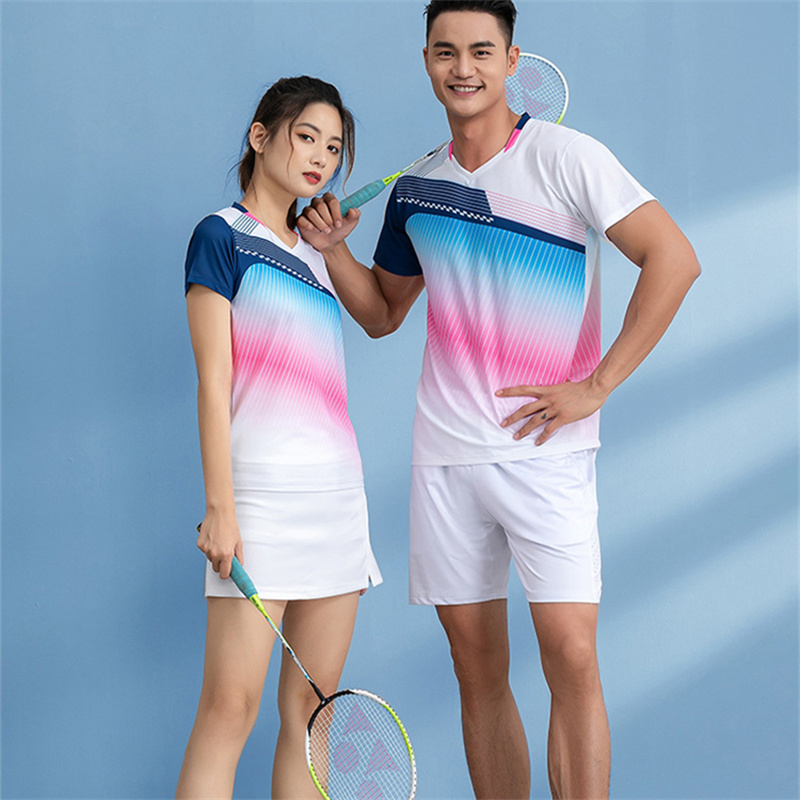 Badminton Outfit - バドミントン-男性と女性のショーツ,トレーニングとディスコのTシャツ,テニススカート,バドミントントレーニングスーツ,半袖トラックスーツ
