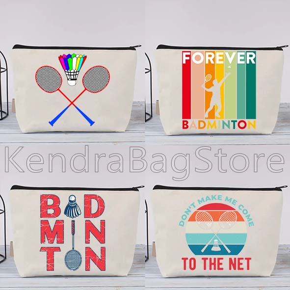 Badminton Quotes Funny - 面白いバドミントンの引用句 カラフルなレインボーギフト キャンバス化粧品バッグ メイクアップコットンバッグ ペンシルケース ジッパーポーチ