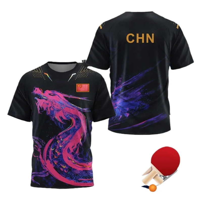 中国ドラゴン卓球グラフィック Tシャツ男性用衣類ファッション - Badminton Outfit のレビューと価格