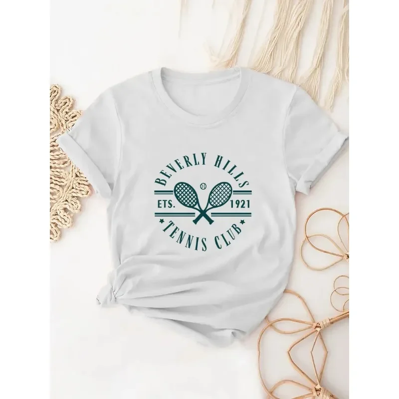 バドミントンラケットプリント Tシャツ半袖ファッショナブルな - Badminton Aesthetic のレビューと価格